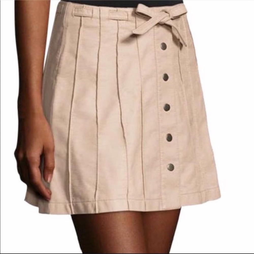 NWT Free People Vegan Faux Leather Mini Skirt Pink Tan Size 0 - Picture 1 of 12